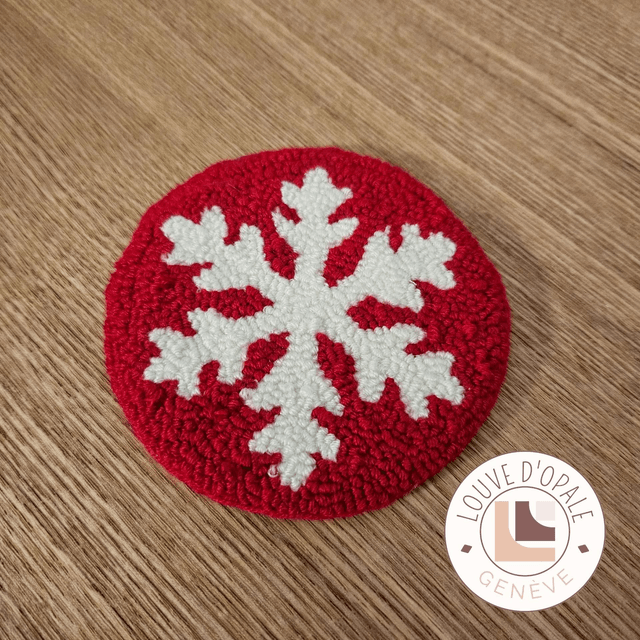 Mug rug - Flocon rouge